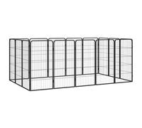 Dog Playpen Black Powder-Coated Steel 8-Panel 150x50x100cm Heavy-Duty Pen 26kg