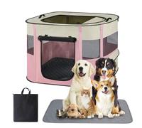 Dog Playpen,Cat Crate,Portable Pet Playpen, Foldable Kennel for Puppy Kitten Rabbit,Breathable Shade Cover,Indoor Outdoor Travel Camping Use for Puppy Cat Dog Pink S