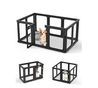 Dog Playpen, Clear Acrylic Plastic Puppy Playpen Indoor, Pet Pen for Puppy Cat Bunny, Transparent Easy Assemble Foldable Whelping Box for Dogs, Puppy Playpen with Gate (23.6" Height, 10PCS)