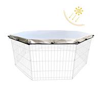 Dog Playpen Cloth, 8 Panels Silver Coated Sunshade Top for Pets Cage, Foldable Rain Proof Dogs Run Net for Puppies, Rabbits, Escape-Proof Shield Protector