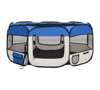 vidaXL Foldable Dog Playpen with Carrying Bag Blue 145x145x61 cm