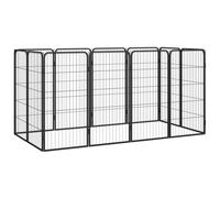 Dog Playpen Heavy-Duty Black Powder-Coated Steel 200x100x100cm 8 Panel Outdoor