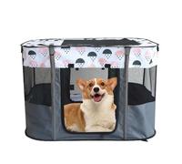 Dog Playpen - Portable Cat | Exercise Dog Kennel - Foldable Kitten Indoor Outdoor House Crate Cage Tent For Small Pets Travel Carrying Case Breathable Mesh Blue Black
