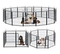 Dog Playpen,Portable Outdoor Dog Fence, Dog Pen Indoor, Dog Playpen for Large/Medium/Small Dogs, Dog Fences for The Yard,with Doors Foldable Metal Dog playpen (32 inch, 16 Panels)