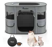 Dog Playpen, Portable Pet Cat PlayPen, 600D Oxford Dog Kennel Tent Crate, Waterproof&Breathable, Indoor Outdoor Travel Camping for Medium/Large Breed with Carrying Case+Bowl(M), Charcoal Gray