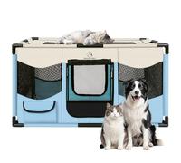 Dog Playpen, Sturdy Puppy Playpens, 39x24x22 Inches Portable Soft Cat Kennel Crate, Indoor & Outdoor Pet Pen with PVC Pipe Frame, Lightweight Cage for Small Animals with Carrying Bag (Blue L)