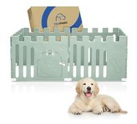 Dog Playpen with Door, 6-Panel 24" Indoor Cat Puppy Playpen, Strong Plastic Small Pet Safety Fence Dog Pen, Non-Slip and Secure Pet Gate, Green