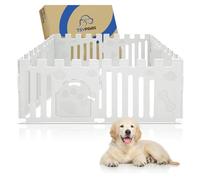 Dog Playpen with Door, 8-Panel Indoor Puppy Playpen, Extra large Strong Plastic Small Pet Safety Fence dog play pen, Non-Slip and Secure Pet Gate, White (156 x 156 x 60cm)