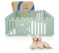 Dog Playpen with Door, 8-Panel Indoor Puppy Playpen, Strong Plastic Small Pet Safety Fence dog play pen, Non-Slip and Secure Pet Gate, Green（156 x 156 x 60cm)