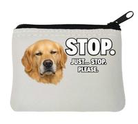 Dog Pleading with serious Expression Neoprene Coin Purse Pouch 10x11cm White