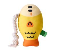 Dog Plush Stuffed Squeaking Toys with Hemp Rope,Cute Owl Chubby Fish Shaped Pet Boredom Interactive Dental Cleaning Toys Puppy Chew for Small Medium Dogs_Yellow Fish