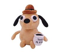 Dog Plush Toy, 25CM/9.8IN Dog Stuffed Toy Plush Doll, Soft Mug Dog Plush, This is Fine Dog Plush, Cartoon Animal Doll Brown Coffee Dog Birthday Gift for Friends Kids Children