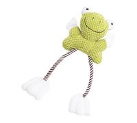 Dog Plush Toy - Frog Design with Cotton Rope, Squeaky Soft Chew Toy | Suitable for Puppies Breeds Teething Brushing Teeth Cognitive Engagement Training Exercise Fun Entertainment Busy Happy