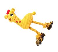 Dog Plush Toy Giraffe Shape Cute Soft Chewing Toy for Pets Teeth Cleaning 25cm Flannel Material (Yellow)