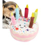 Dog Plush Toy Squeaker - Birthday Cake Shape Teething Chew Toys - Dogs Exercise Toys, Dog Enrichment Toy, Pet Supplies for Small Medium Dogs