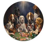 Dog Poker Game 1000 Piece Jigsaw Puzzle Round Paper Jigsaw Puzzle for Adults Table Scene