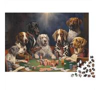 Dog Poker Game 1000 Piece Puzzle Pets Playing Poker Vivid Colors Precision-cut Premium Cardboard for Beginners Gift for Puzzle Lovers 70x50cm/1000pcs