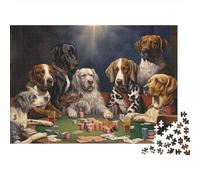 Dog Poker Game 1000pc Dogs Play Poker Heavy-duty Cardboard Jigsaw Puzzle for Brain Teaser Lovers Team Building Home Leisure Time holiday pastime 70x50cm/1000pcs