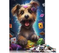Dog Poker Player Gambler Puzzles for Woodenboard Puzzles Great Gift for Adults 500pcs (52x38cm)