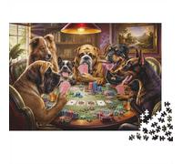 Dog Poker Table 1000 Piece Mini Jigsaw Puzzle For Adults Indoor Activity | 70x50cm Cardboard Puzzle Lovers Family Bonding Puzzle Game Gathering Gift Living Room Decor