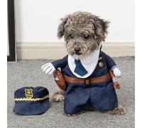 Dog Police Costume, Funny Pet Policeman Costumes with Hat, Pet Halloween Cosplay Costume for Halloween Christmas Dress Up (L)
