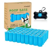 Dog Poo Bags - 1140 Count with Dispenser, Extra Thick Strong Leak Proof Waste Rolls, Unscented, Blue - 57 Rolls (13 x 9 Inches)
