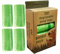 Dog Poo Bags Heavy Duty Poop Bags With Tie Handles Extra Strong Degradable Doggy Waste Bag Roll Leak Proof Pooper Bags Cats Dogs Puppy Pet Supplies Outdoor Green 32cmx36cm (Pack Of 100) (100)