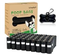 Dog Poo Bags Rolls Dog Poop Bags with Dispenser, Unscented Extra Thick Strong Leak Proof Dog Waste Bags, Black - 57 Rolls 1140 Counts