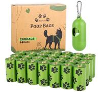Dog Poo Bags Rolls: Larage and Strong Dog Waste Bags, 14 Rolls Doggy Poo Bags Scented with Dispenser (280 Bags) -Green