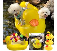 Dog Pool Float, Funny 6-in-1 Inflatable Dog Floats for Pool, Pet Raft for Small Dogs, Puppy and Doggies, Yellow Duck