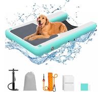 Dog Pool Ladder, Inflatable Dog Dock Platform with High Stability, Non-slip Safety Floating Dock, Pet Water Ramp for Pool, Dock& Boat, 1x1.2x0.1m