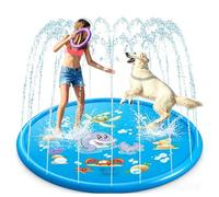 Dog Pool, Small Paddling Pool For Kids, Foldable Sprinkle And Splash Water Play Mat, 100cm For Kids And Dogs, Extra Large Splash Pad Outdoor Sprinkler For Kid, Dog Water Summer Toys Outdoor Toys