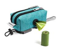 Dog Poop Bag Dispenser and Treat Holder for All Leashes. 2 Waterproof Pouches for Pet Waste Bags and Dog Walking Accessories + 1 Free Roll. Leashrr 2.0 (Teal)