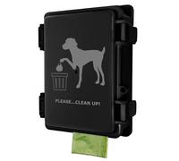 Dog Poop Bag Dispenser Wall Mounted Waterproof Outdoor Pet Waste Bags Dispenser Station with Cute Doggie Poo Images Post, Pole, Fence Mountable fits Home, Porch, Patio, Yard（black,only dispenser)