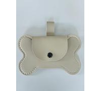 Dog Poop Bag Holder, Bone Shaped Leather in Various Colours (Beige)