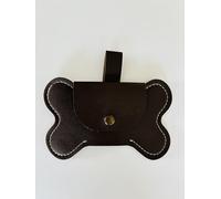 Dog Poop Bag Holder, Bone Shaped Leather in Various Colours (Brown)