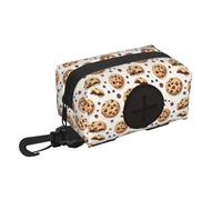 Dog Poop Bag Holder for Leash - Soft Lightweight Chocolate biscuit Print Dog Poop Waste Bag Rolls Dispenser, Hook and Loop Fastening Dogs Walking Accessories with Zipper and Carabiner