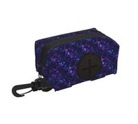 Dog Poop Bag Holder for Leash - Soft Lightweight Cyber Neon Wolf Print Dog Poop Waste Bag Rolls Dispenser, Hook and Loop Fastening Dogs Walking Accessories with Zipper and Carabiner