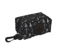 Dog Poop Bag Holder for Leash - Soft Lightweight Science Lab Doodle Pattern Print Dog Poop Waste Bag Rolls Dispenser, Hook and Loop Fastening Dogs Walking Accessories with Zipper and Carabiner