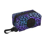 Dog Poop Bag Holder for Leash - Soft Lightweight Stripe Purple Leopard Print Dog Poop Waste Bag Rolls Dispenser, Hook and Loop Fastening Dogs Walking Accessories with Zipper and Carabiner