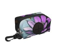 Dog Poop Bag Holder for Leash, with Clip & Velcro, Hands-Free Waste Bag Pouch for Walking Hiking, Includes Roll of Bags, Tear-Resistant & Lightweight Design Lotus flowers, urban ruins