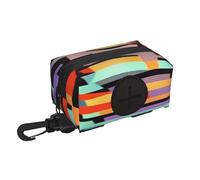 Dog Poop Bag Holder for Leash, with Clip & Velcro, Hands-Free Waste Bag Pouch for Walking Hiking, Includes Roll of Bags, Tear-Resistant & Lightweight Design Orange neon stripe