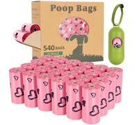 Dog Poop Bag Rolls Pink: 540 Count Dog Waste Bags with Dispenser, Extra Thick Strong Leak proof Poop Bags for Dogs Doggy | Unscented