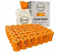 Dog Poop Bags by RustiK, Twin Pack, Pet Poo bags with Cotton Carry Pouch, Leak Proof Waste Bag, Refill Rolls For pets, Fragrance-Free, Recycled Plastic. (540)