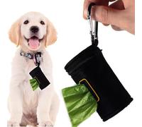 Dog Poop Bags Holder Dispenser - Dog Poo Bags Holder for Leash, Doggy Waste Bag Portable Hook Zipper Pouch, Carabiner Metal Loop Fastener Pet Waste Bags