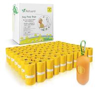 Dog Poop Bags with Leash Dispensers,1050 Counts (70 Rolls), Biodegradable Poop Bags Made of Cornstarch, Eco-friendly and Easy to Open,Thick Waste Bags (Yellow)