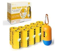 Dog Poop Bags with Leash Dispensers,150 Counts (10 Rolls), Biodegradable Poop Bags Made of Cornstarch, Eco-friendly and Easy to Open,Thick Waste Bags (Yellow)