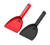 Dog Poop + Food Scoop | UK Made | 2 Pack | Sustainable | 21cm for Small Medium Size Dogs | Puppy Wet Dry Feeder Shovel Spoon Pet Eat Pooper Waste Walk Shovel Garbage Picker (Black Poop/Red Food)