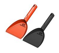 Dog Poop + Food Scoop | UK Made | 2 Pack | Sustainable | 21cm for Small Medium Size Dogs | Puppy Wet Dry Feeder Shovel Spoon Pet Eat Pooper Waste Walk Shovel Garbage Picker (Black Poop/Orange Food)