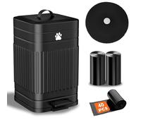 Dog Poop Trash Can Outside - 5L/1.3Gal Small Trash Can with Lid, Black